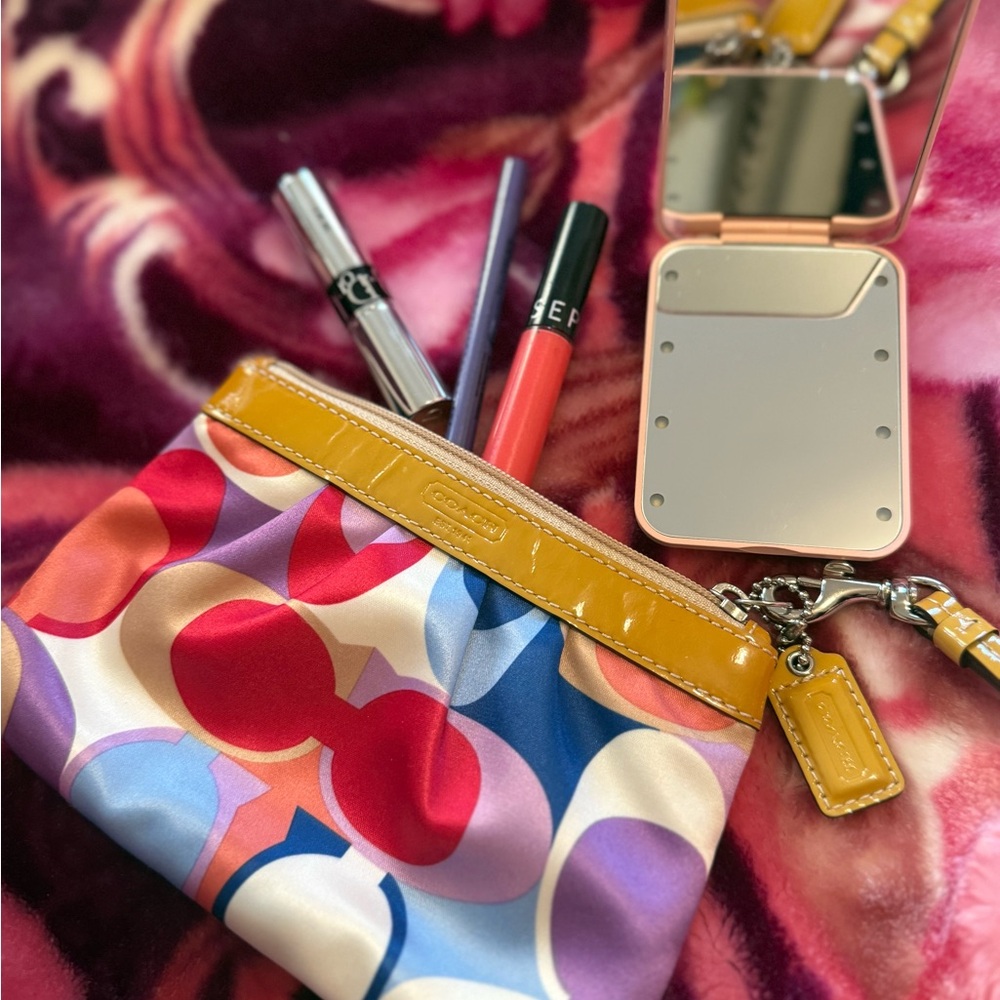 Coach Multicolor Patterned Pouch with Yellow Acce… - image 1